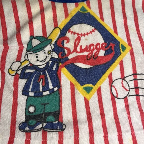 Vintage Baby Boy Baseball T-shirt Cotton Blend 12 Months Sluggers Cuties by Judy - Picture 3 of 5